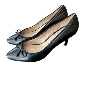 Pour La Victoire Black Leather Bow Tie Heels 9